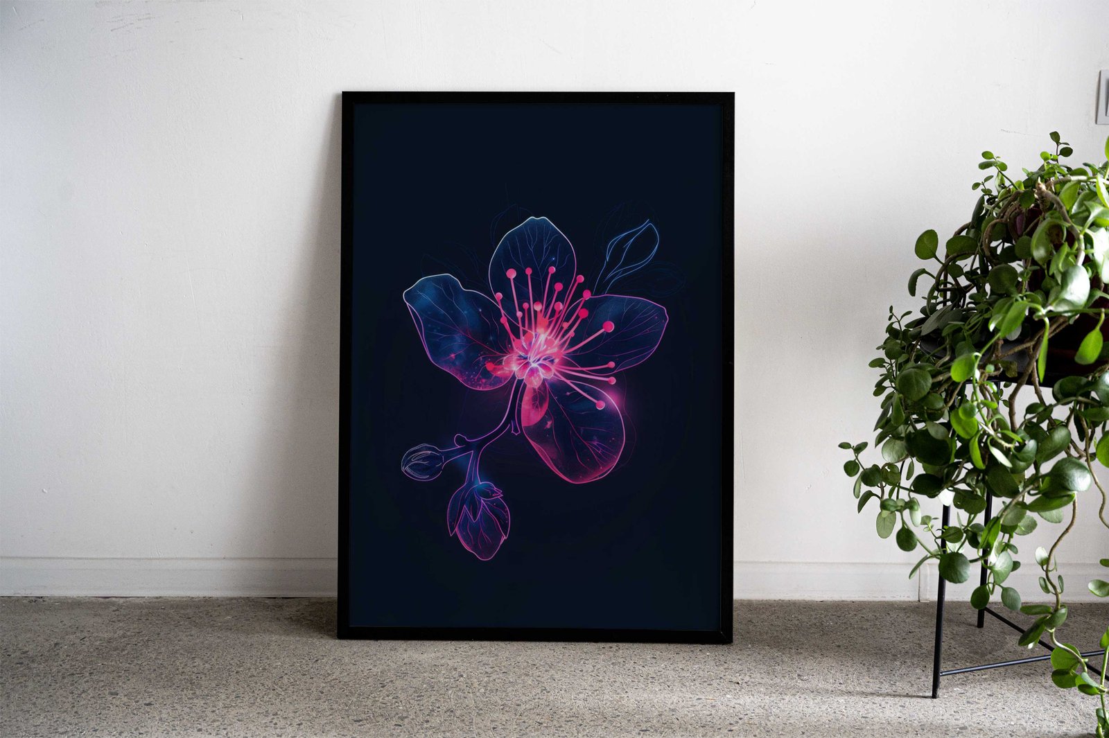 Flower Light Neon Japan Asian Style Poster | Wall Art for Home & Office | High-Quality Print - High-Quality Visual Display