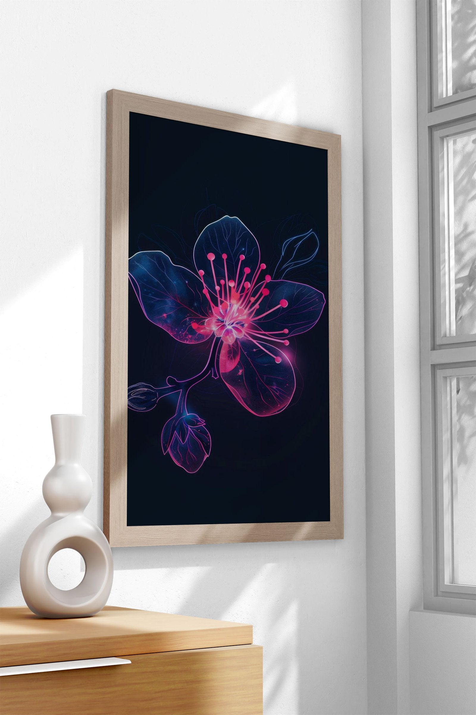 Flower Light Neon Japan Asian Style Poster | Wall Art for Home & Office | High-Quality Print - High-Quality Visual Display