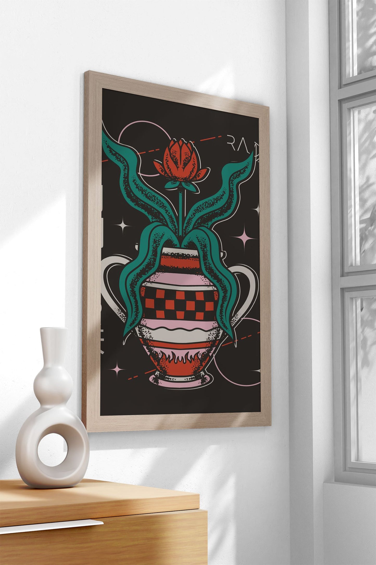 Flower Vase Asian Style Poster | Wall Art for Home & Office | High-Quality Print