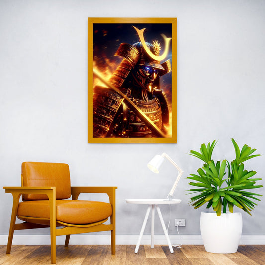 Focused Golden Samurai Warrior Asian Style Poster | Wall Art for Home & Office | High-Quality Print - High-Quality Visual Display