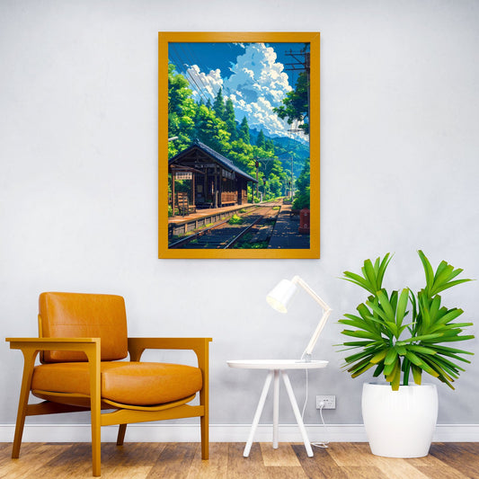 Forest Station Train Asian Style Poster | Wall Art for Home & Office | High-Quality Print - High-Quality Visual Display