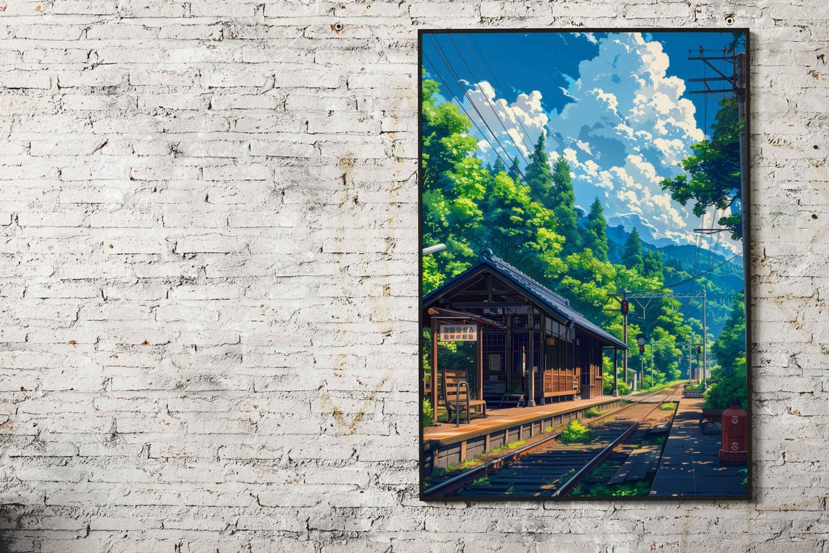 Forest Station Train Asian Style Poster | Wall Art for Home & Office | High-Quality Print - High-Quality Visual Display