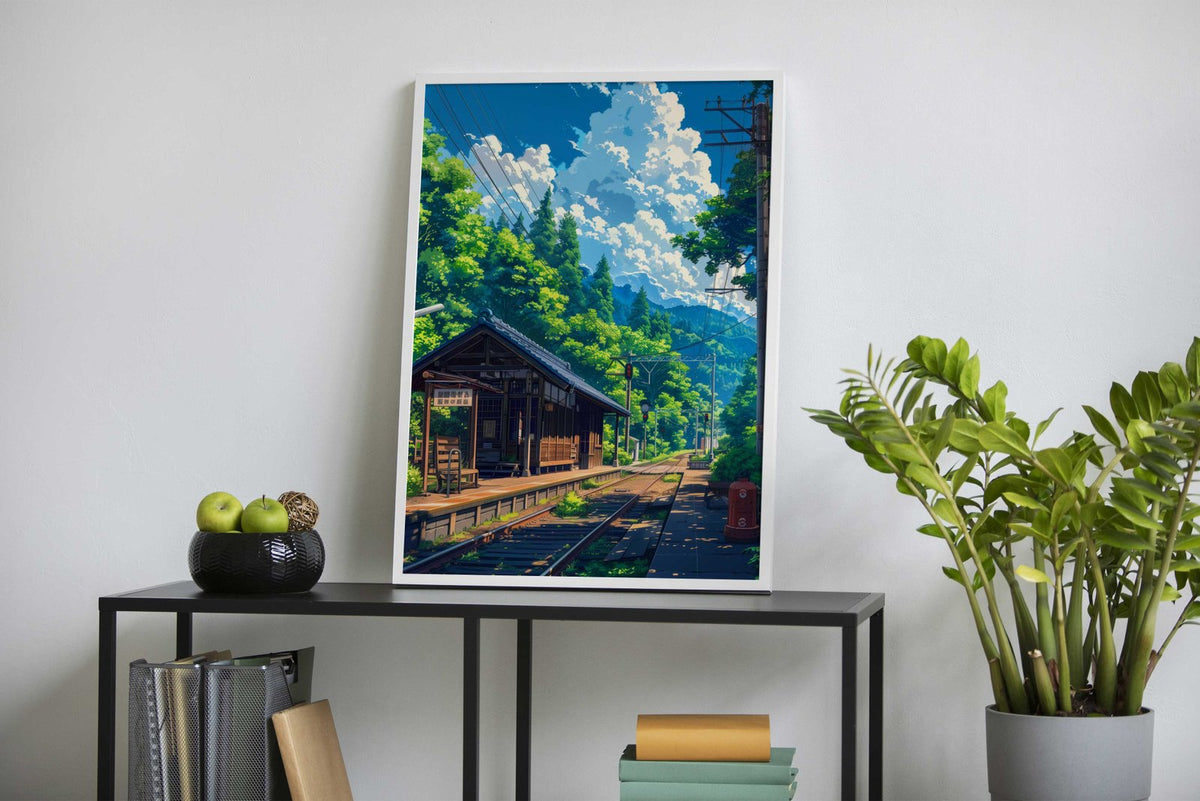 Forest Station Train Asian Style Poster | Wall Art for Home & Office | High-Quality Print - High-Quality Visual Display