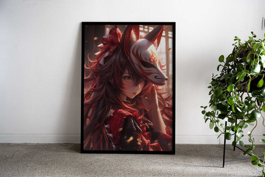 Fox Girl Samurai Asian Style Poster | Wall Art for Home & Office | High-Quality Print - High-Quality Visual Display