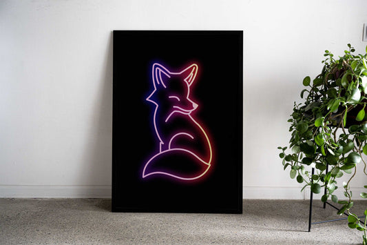 Fox Japan Neon Asian Style Poster | Wall Art for Home & Office | High-Quality Print - High-Quality Visual Display