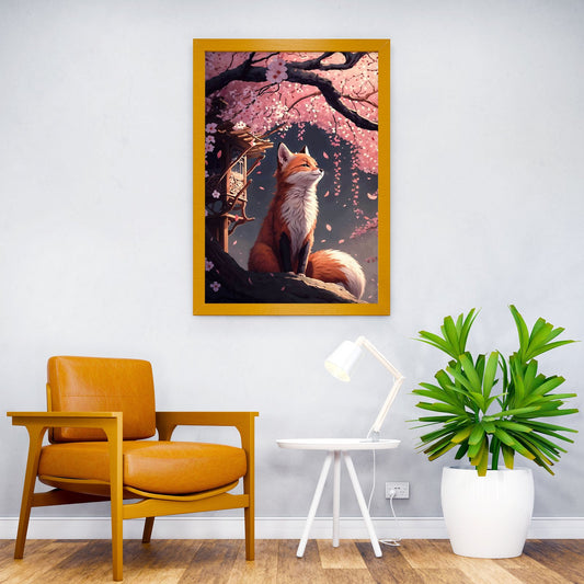 Fox Kitsune Cherry Blossom Asian Style Poster | Wall Art for Home & Office | High-Quality Print - High-Quality Visual Display