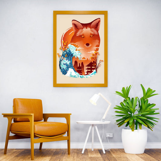 Fox Landscape Asian Style Poster | Wall Art for Home & Office | High-Quality Print - High-Quality Visual Display