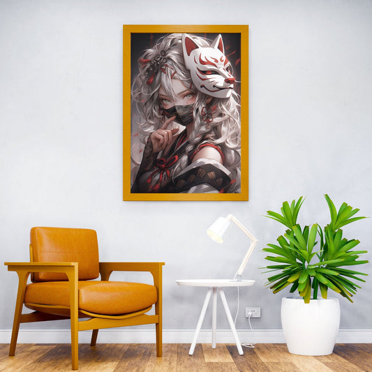 Fox Mask Samurai Girl Asian Style Poster | Wall Art for Home & Office | High-Quality Print - High-Quality Visual Display