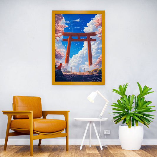 Fox Under Torii Gate Asian Style Poster | Wall Art for Home & Office | High-Quality Print - High-Quality Visual Display