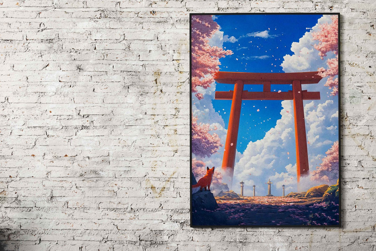 Fox Under Torii Gate Asian Style Poster | Wall Art for Home & Office | High-Quality Print - High-Quality Visual Display