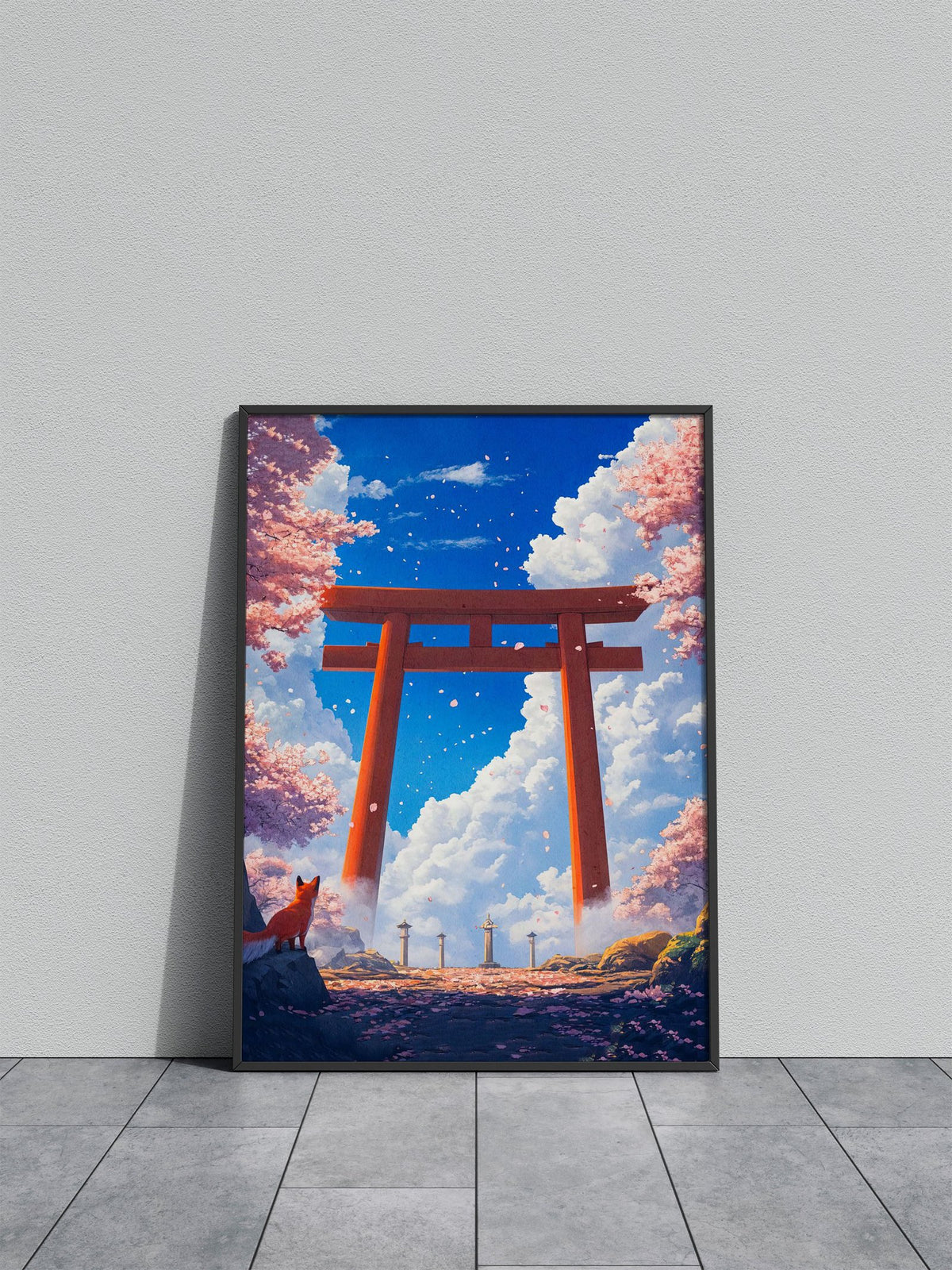Fox Under Torii Gate Asian Style Poster | Wall Art for Home & Office | High-Quality Print - High-Quality Visual Display