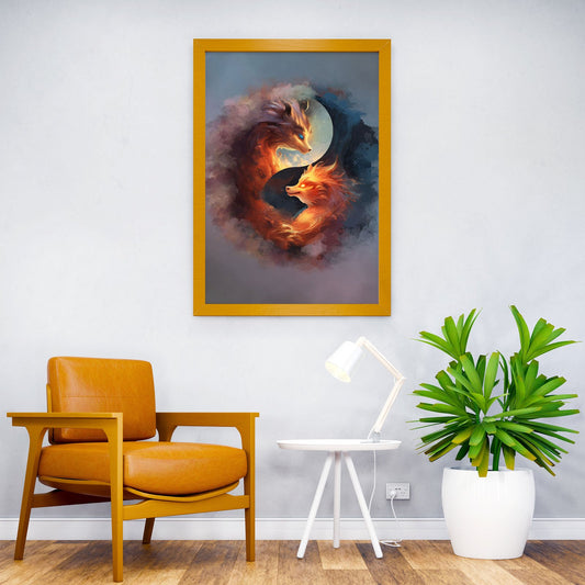 Fox Yin Yang Japanese Asian Style Poster | Wall Art for Home & Office | High-Quality Print - High-Quality Visual Display