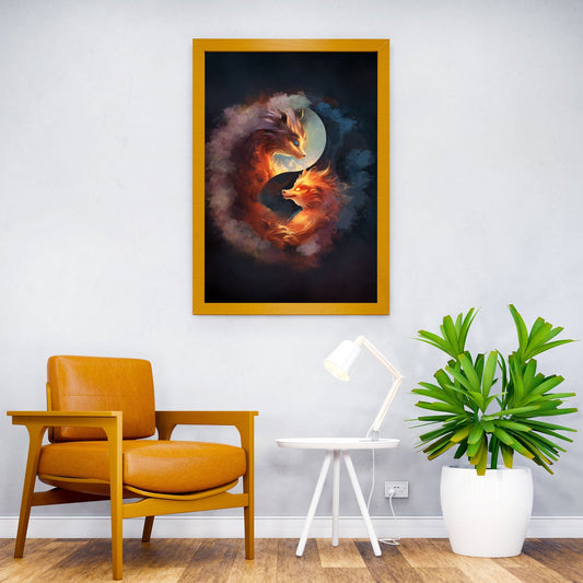 Fox Yin Yang Asian Style Poster | Wall Art for Home & Office | High-Quality Print - High-Quality Visual Display