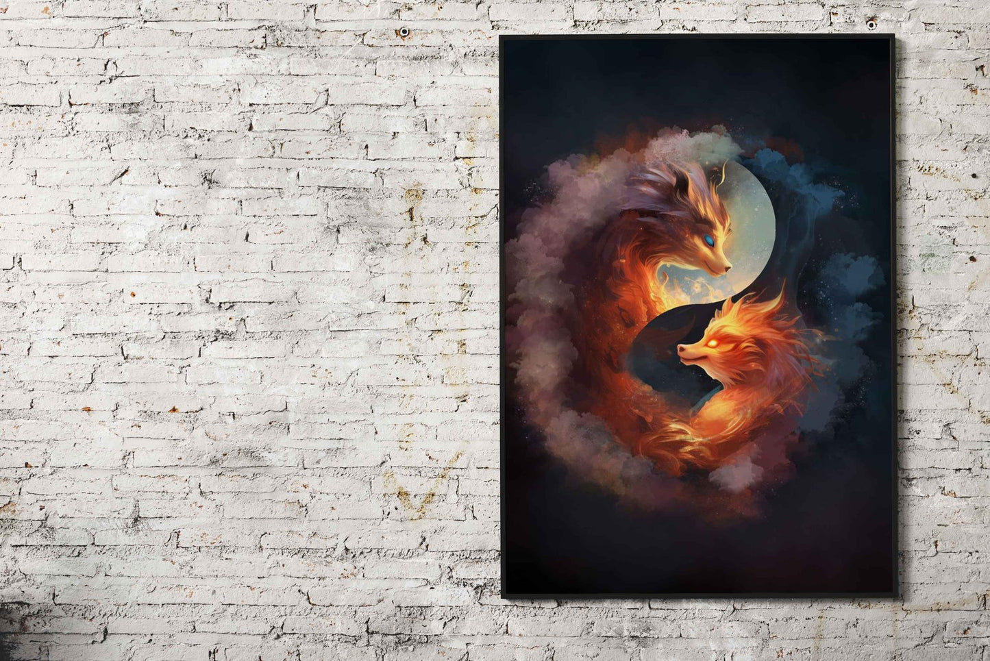 Fox Yin Yang Asian Style Poster | Wall Art for Home & Office | High-Quality Print