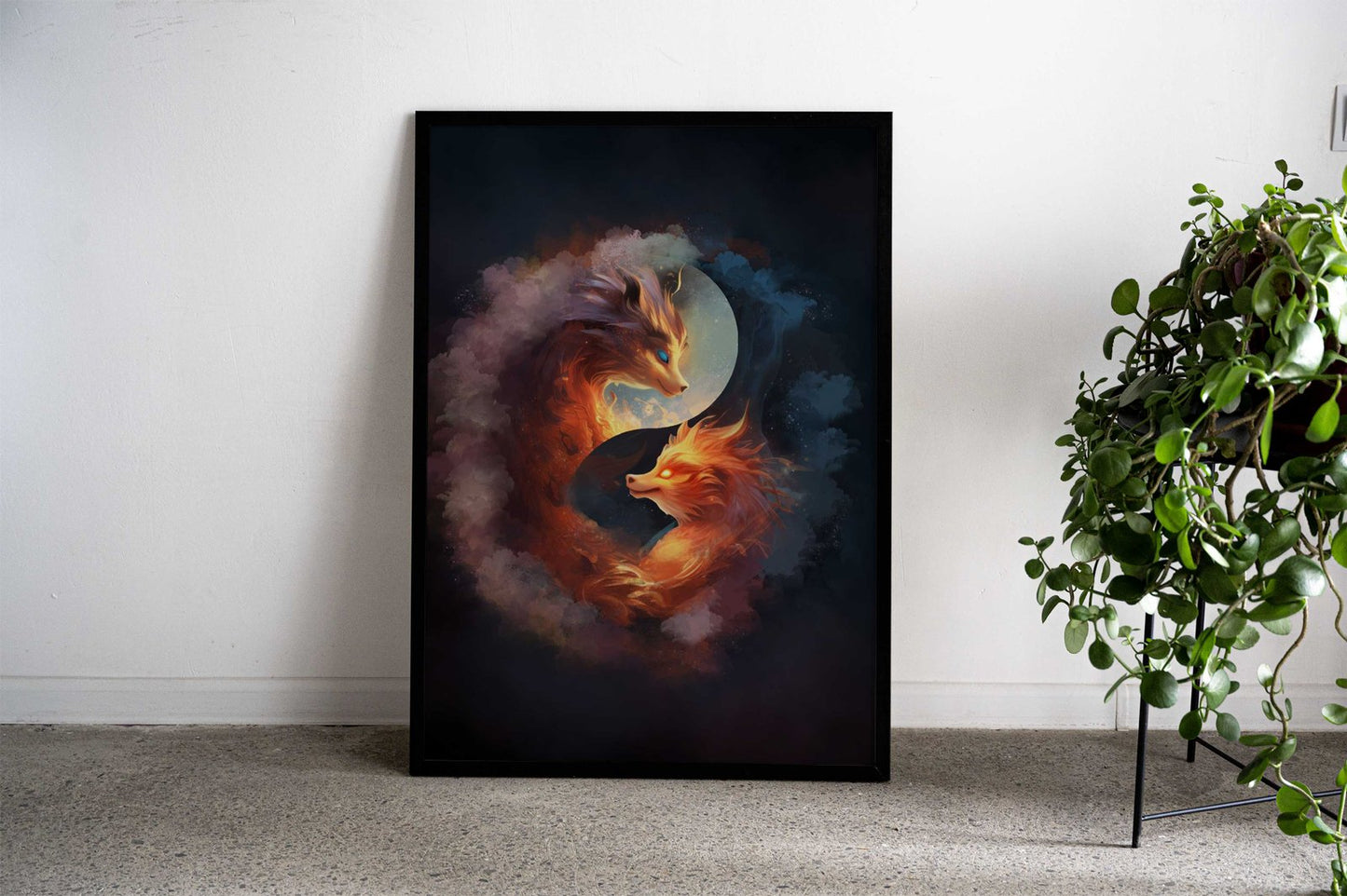 Fox Yin Yang Asian Style Poster | Wall Art for Home & Office | High-Quality Print
