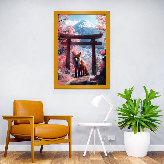 Fox at Torii Gate Asian Style Poster | Wall Art for Home & Office | High-Quality Print - High-Quality Visual Display
