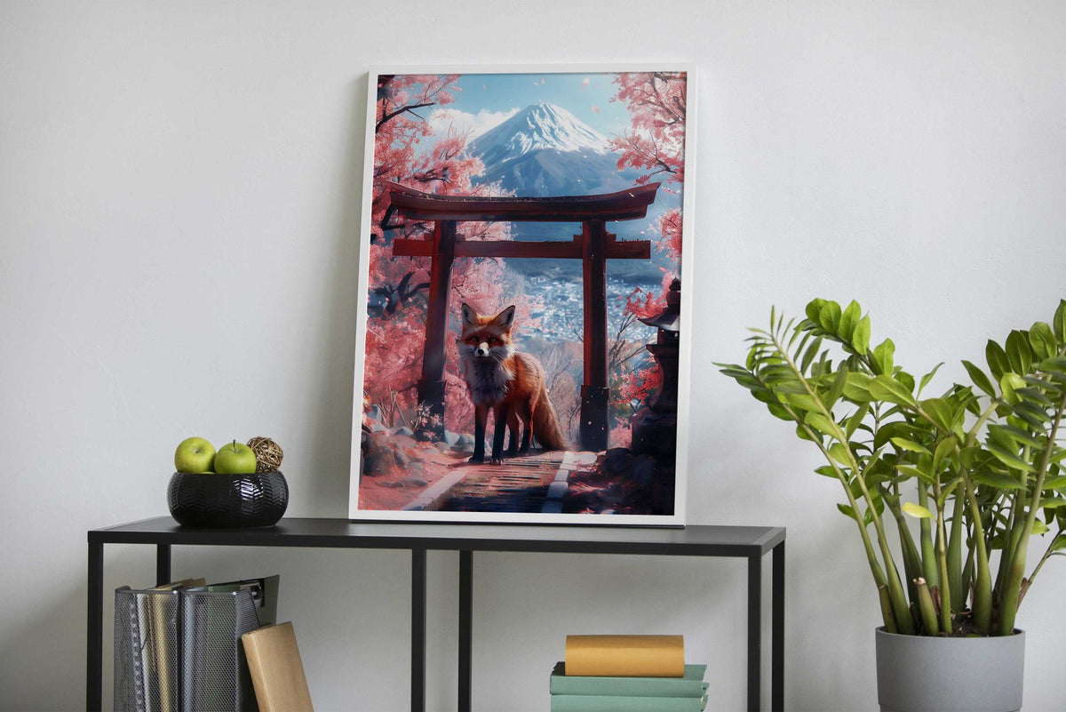 Fox at Torii Gate Asian Style Poster | Wall Art for Home & Office | High-Quality Print - High-Quality Visual Display