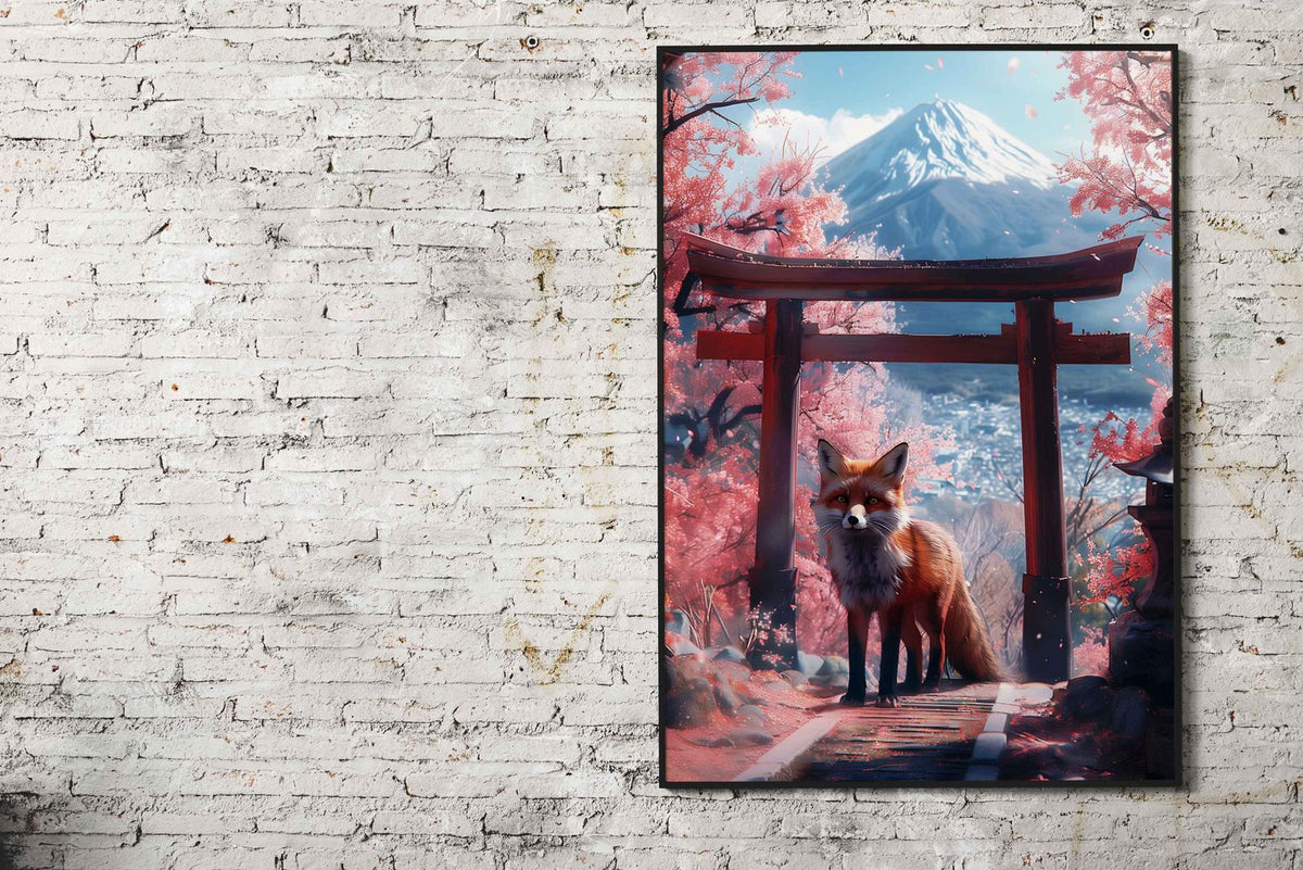 Fox at Torii Gate Asian Style Poster | Wall Art for Home & Office | High-Quality Print - High-Quality Visual Display