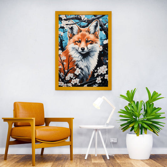 Fox in Blossom Japan Asian Style Poster | Wall Art for Home & Office | High-Quality Print - High-Quality Visual Display