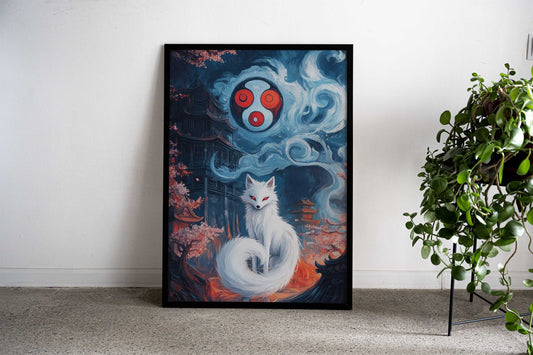 Fox in Japanese Temple Asian Style Poster | Wall Art for Home & Office | High-Quality Print - High-Quality Visual Display