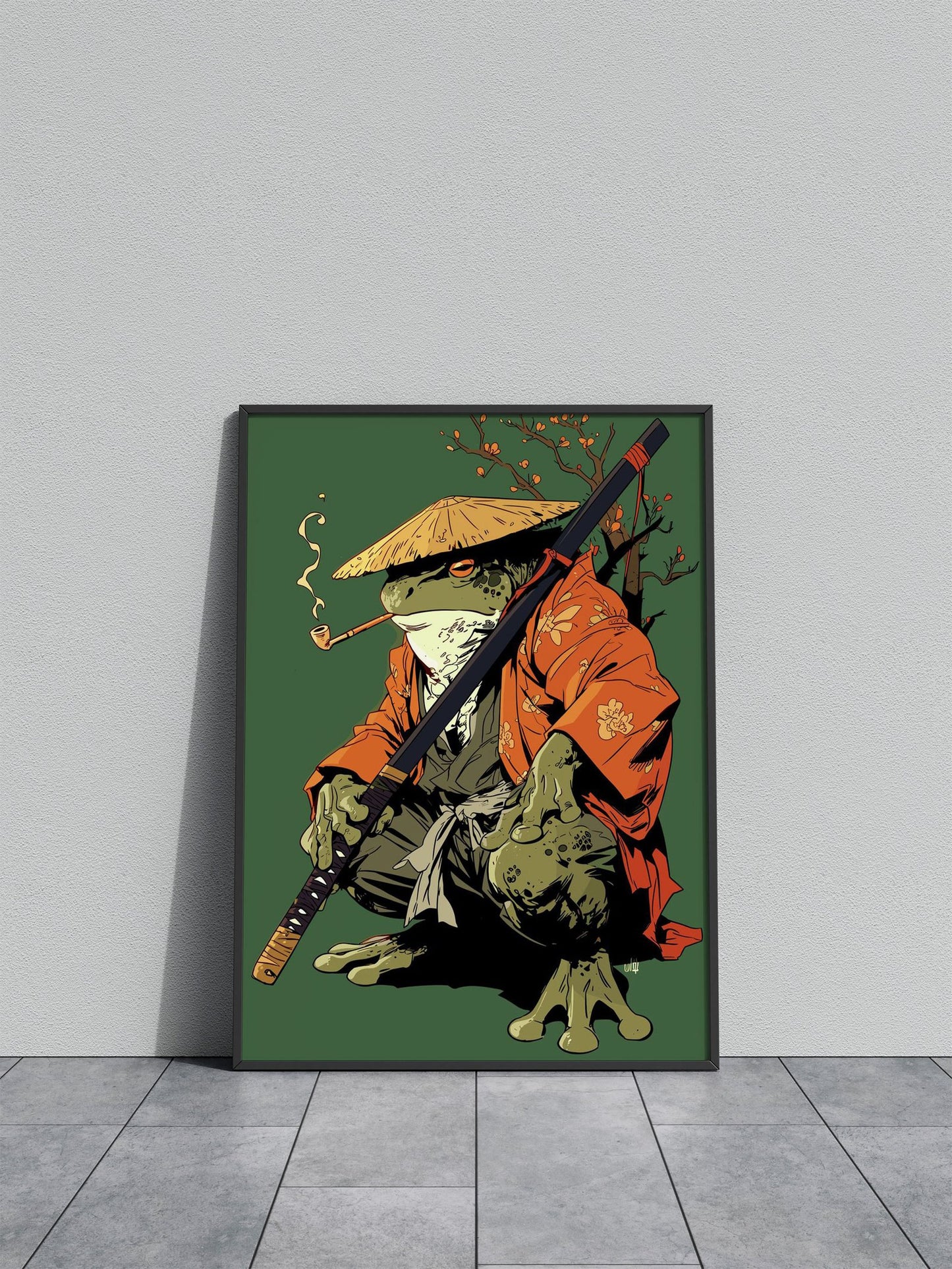 Frog Samurai Asian Style Poster | Wall Art for Home & Office | High-Quality Print - High-Quality Visual Display