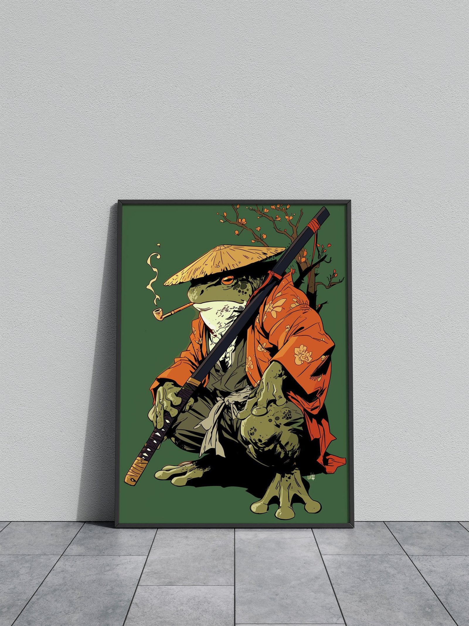 Frog Samurai Asian Style Poster | Wall Art for Home & Office | High-Quality Print - High-Quality Visual Display