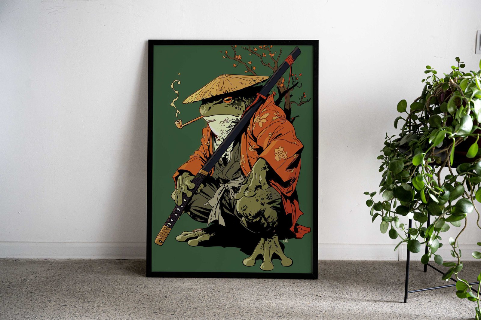 Frog Samurai Asian Style Poster | Wall Art for Home & Office | High-Quality Print - High-Quality Visual Display