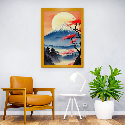 Fuji Cherry Blossoms Asian Style Poster | Wall Art for Home & Office | High-Quality Print - High-Quality Visual Display