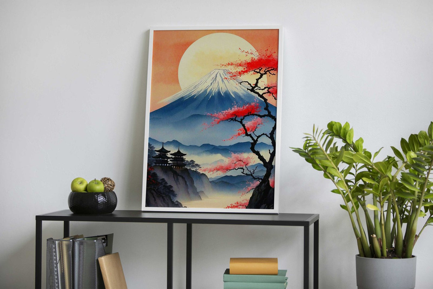 Fuji Cherry Blossoms Asian Style Poster | Wall Art for Home & Office | High-Quality Print