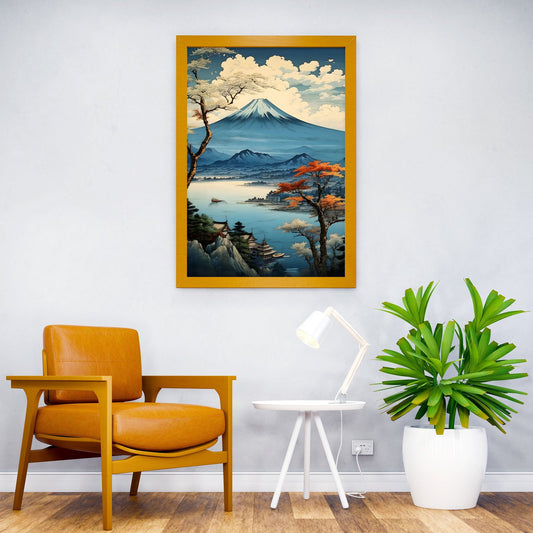 Fuji Japan Blossom Mount Asian Style Poster | Wall Art for Home & Office | High-Quality Print - High-Quality Visual Display