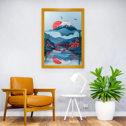 Fuji Mountain Flat Paper Asian Style Poster | Wall Art for Home & Office | High-Quality Print - High-Quality Visual Display