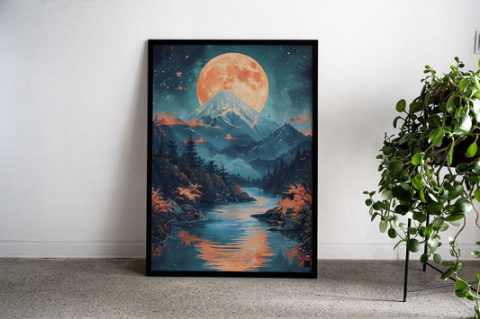 Fuji Mountain Japan Paint Asian Style Poster | Wall Art for Home & Office | High-Quality Print - High-Quality Visual Display