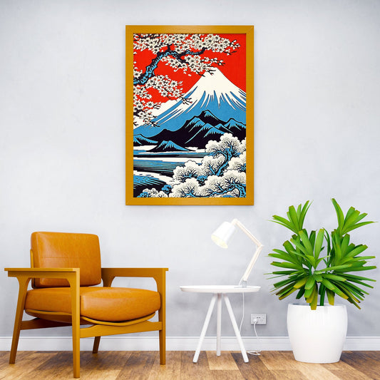 Fuji Mountain Vintage Asian Style Poster | Wall Art for Home & Office | High-Quality Print - High-Quality Visual Display