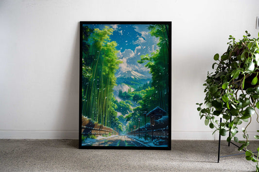 Fuji mount Bamboo Forest Asian Style Poster | Wall Art for Home & Office | High-Quality Print - High-Quality Visual Display