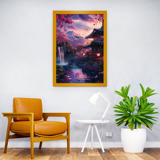 Fuji mount landscape paint Asian Style Poster | Wall Art for Home & Office | High-Quality Print - High-Quality Visual Display