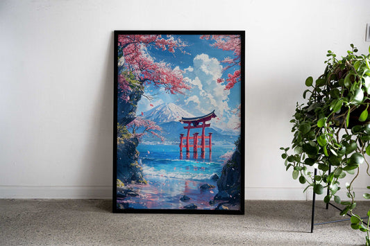 Fuji's Waterside Sanctuary Asian Style Poster | Wall Art for Home & Office | High-Quality Print - High-Quality Visual Display