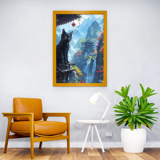 Fujis Feline Hanami Asian Style Poster | Wall Art for Home & Office | High-Quality Print - High-Quality Visual Display