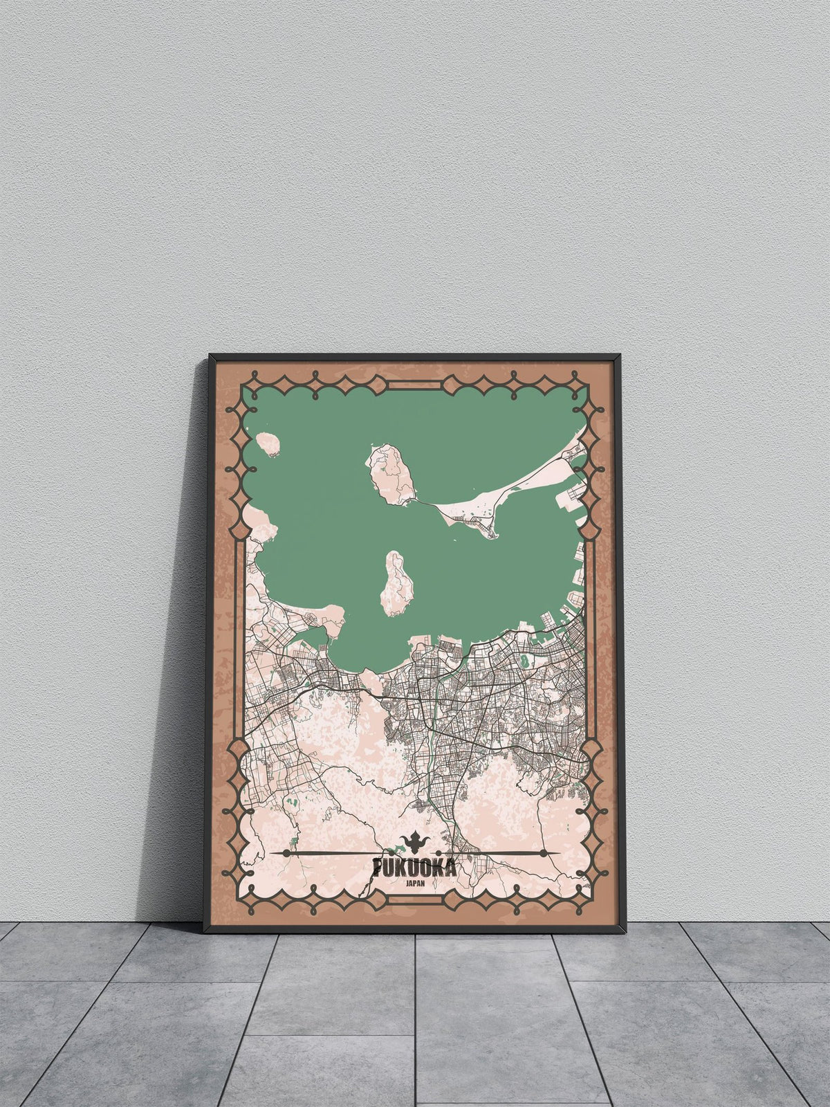 Fukuoka City Map Asian Style Poster | Wall Art for Home & Office | High-Quality Print - High-Quality Visual Display