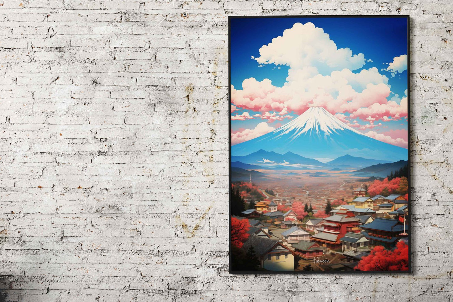 Fukuoka Oil Painting Asian Style Poster | Wall Art for Home & Office | High-Quality Print - High-Quality Visual Display