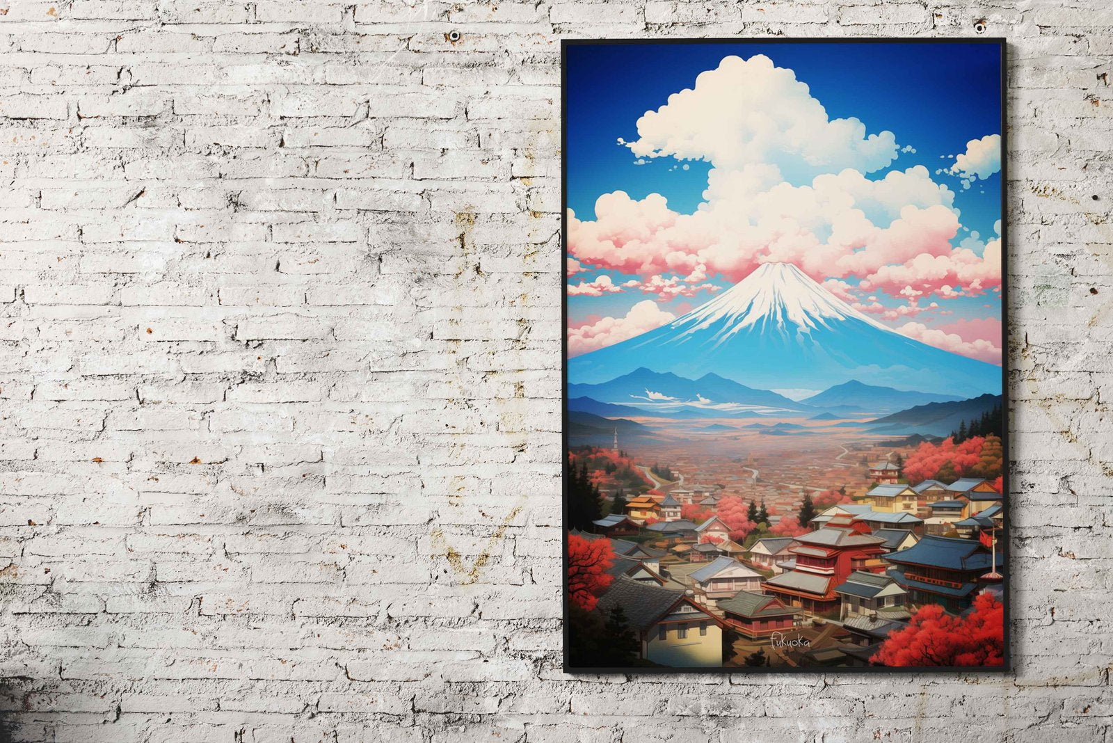 Fukuoka Oil Painting Asian Style Poster | Wall Art for Home & Office | High-Quality Print - High-Quality Visual Display