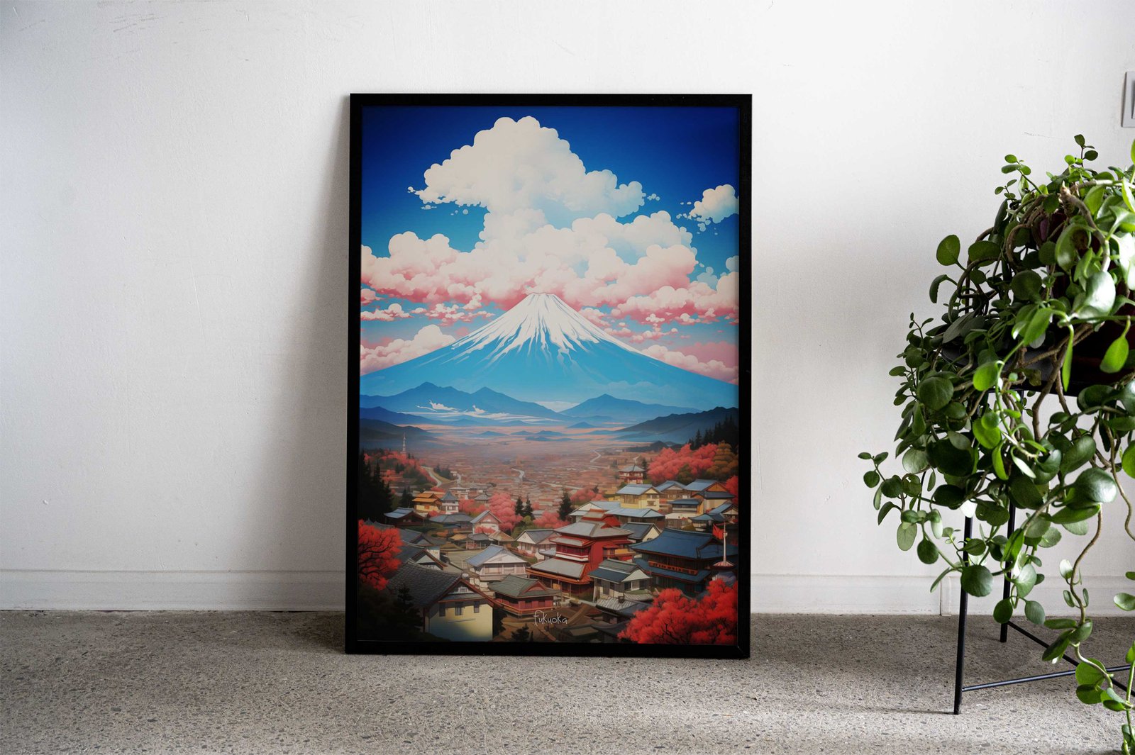 Fukuoka Oil Painting Asian Style Poster | Wall Art for Home & Office | High-Quality Print - High-Quality Visual Display