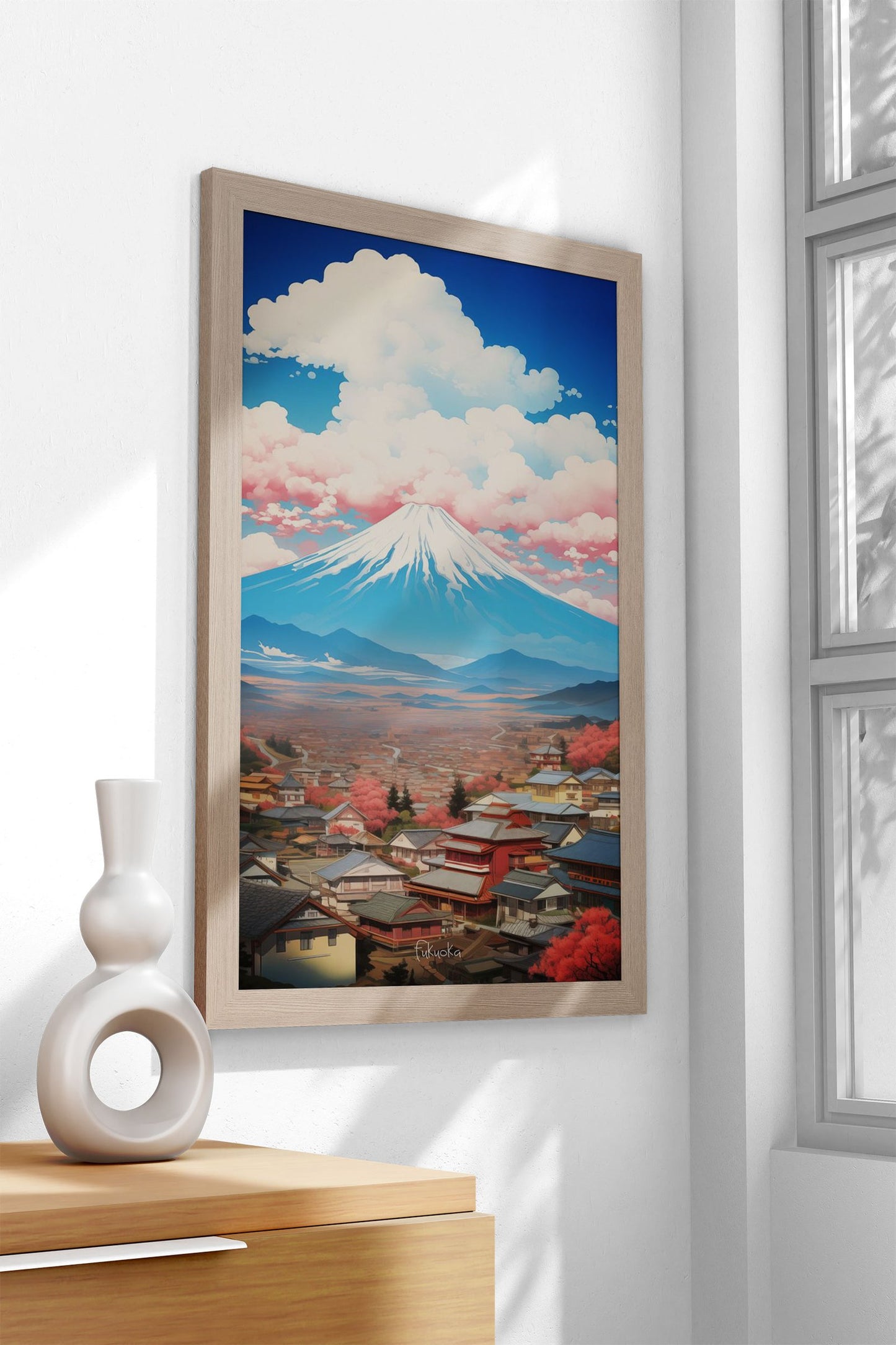 Fukuoka Oil Painting Asian Style Poster | Wall Art for Home & Office | High-Quality Print - High-Quality Visual Display