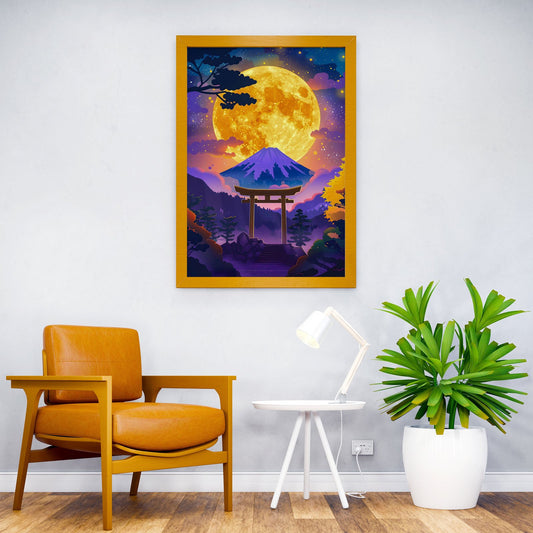 Full Moon Japanese Landscp Asian Style Poster | Wall Art for Home & Office | High-Quality Print - High-Quality Visual Display