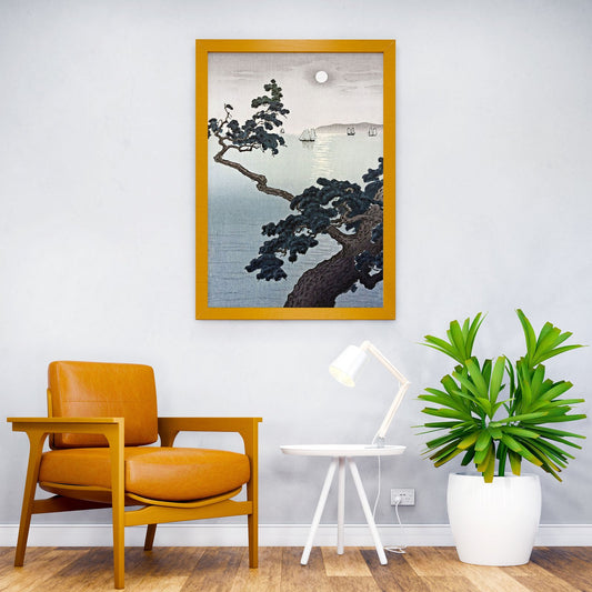 Full Moon at Akashi Beach Asian Style Poster | Wall Art for Home & Office | High-Quality Print - High-Quality Visual Display