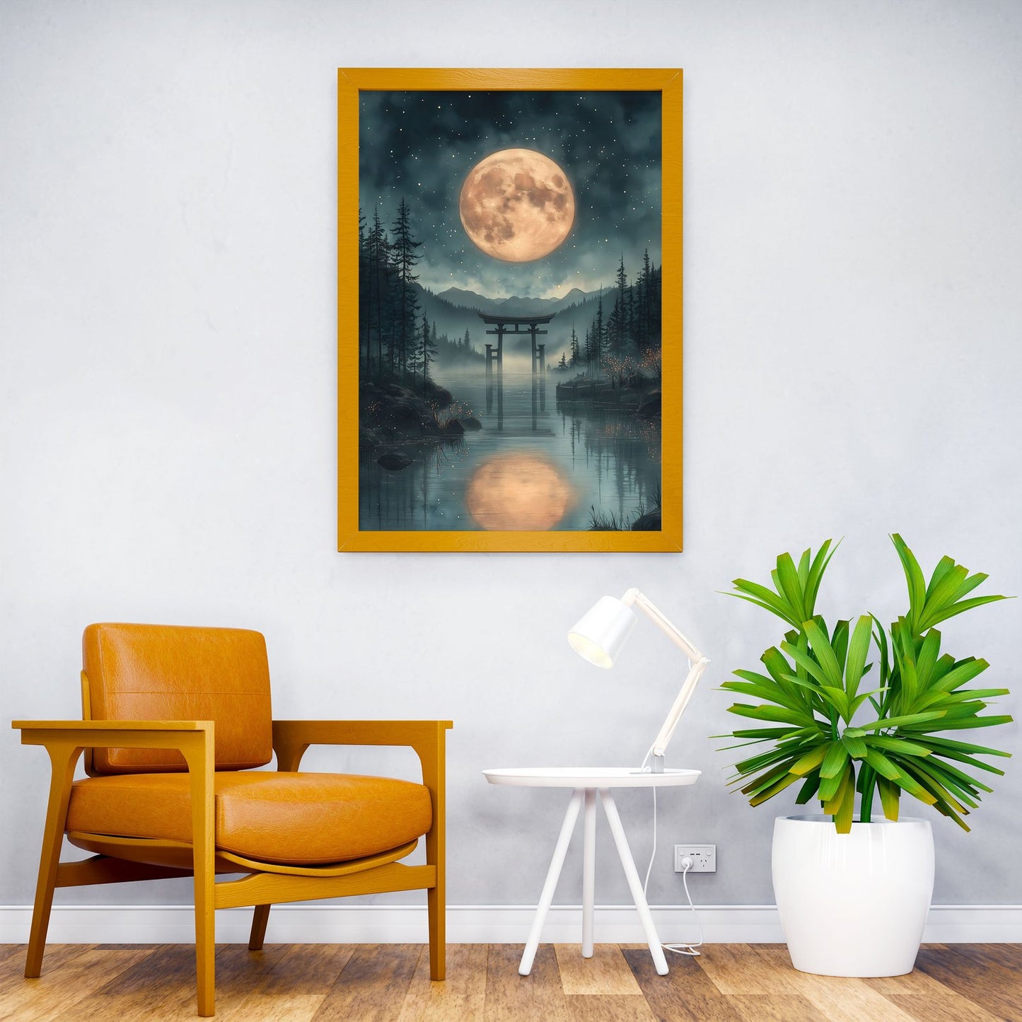 Full Moon over Torii Gate Japanese Landscape Asian Style Poster | Wall Art for Home & Office | High-Quality Print - High-Quality Visual Display