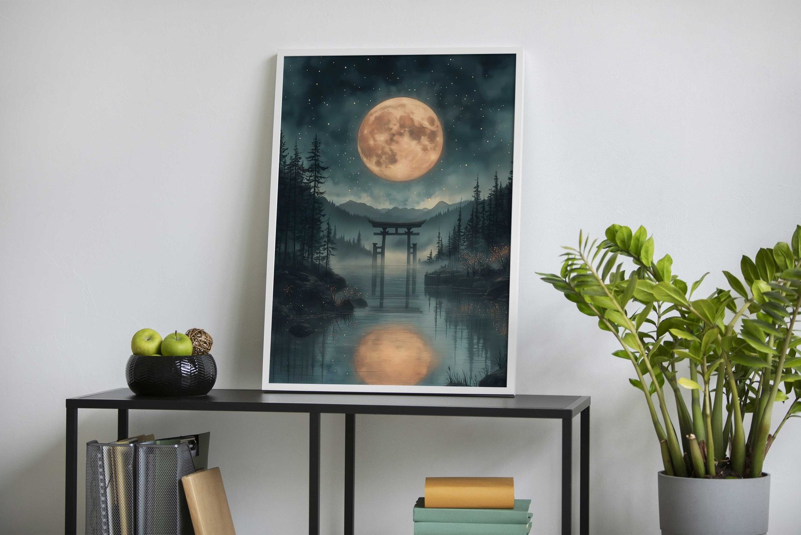 Full Moon over Torii Gate Japanese Landscape Asian Style Poster | Wall Art for Home & Office | High-Quality Print - High-Quality Visual Display