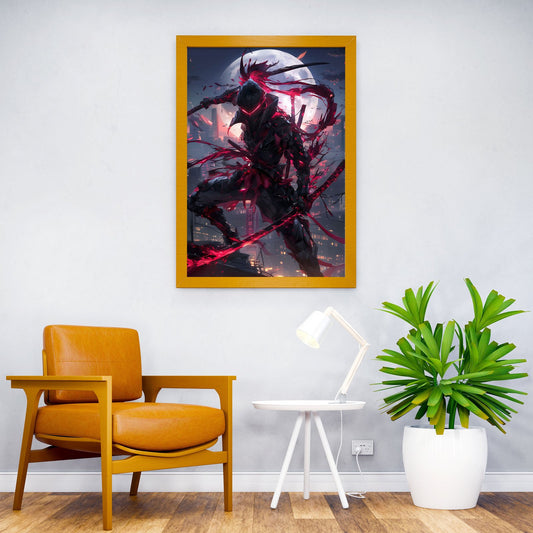 Fullmoon Red Ninja Asian Style Poster | Wall Art for Home & Office | High-Quality Print - High-Quality Visual Display