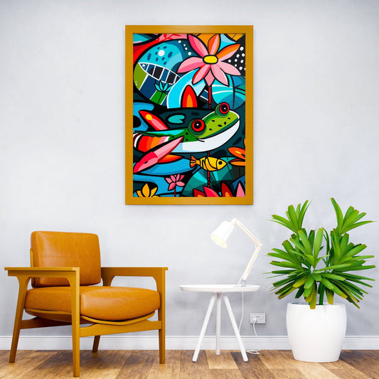Funky Tropical Frog Art Asian Style Poster | Wall Art for Home & Office | High-Quality Print - High-Quality Visual Display