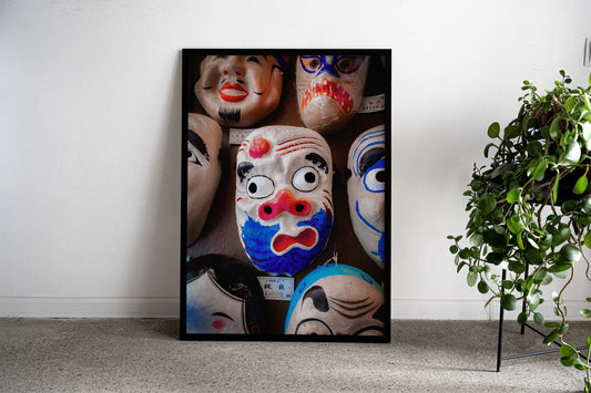 Funny Kabuki masks Asian Style Poster | Wall Art for Home & Office | High-Quality Print - High-Quality Visual Display