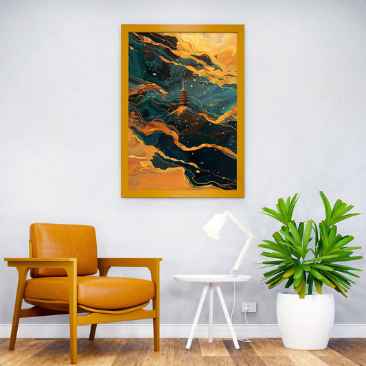 GOLDEN PAGODA Asian Style Poster | Wall Art for Home & Office | High-Quality Print - High-Quality Visual Display